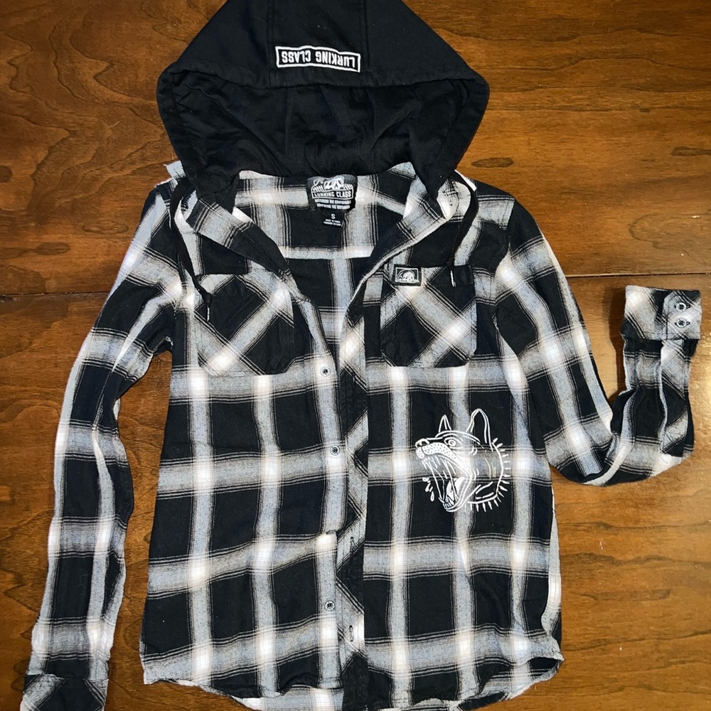 Men’s Lurking Class Hooded Plaid Shirt